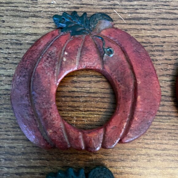 Napkin Rings Pumpkin Set of 4 Thanksgiving Fall Halloween Harvest Decor Orange - Picture 6 of 8